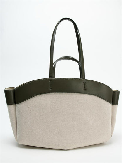 canvas bag womens fashion stitching large capacity portable shoulder bag