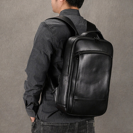 high end mens leather large capacity backpack 16 inch