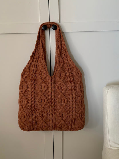 retro knitted bag handmade wool weaving