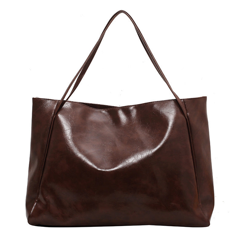 fashion handbag new autumn and winter japanese and korean large capacity soft leather shoulder bag retro casual handbag