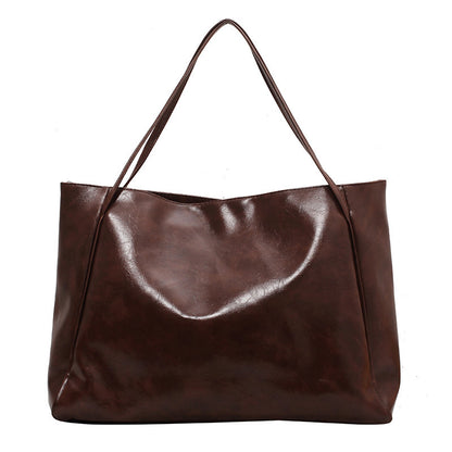 fashion handbag new autumn and winter japanese and korean large capacity soft leather shoulder bag retro casual handbag