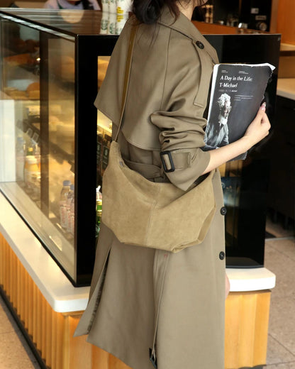 Womens Elegant Matte Leather Crossbody Shoulder Bag