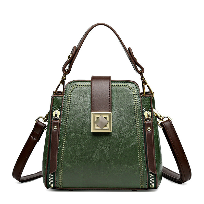 womens retro easy matching soft leather textured handbag shoulder crossbody