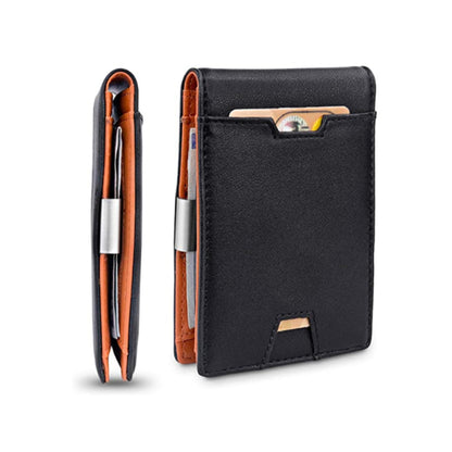 mens genuine leather carbon fiber wallet with multiple card slots