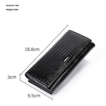 womens long genuine leather cowhide wallet