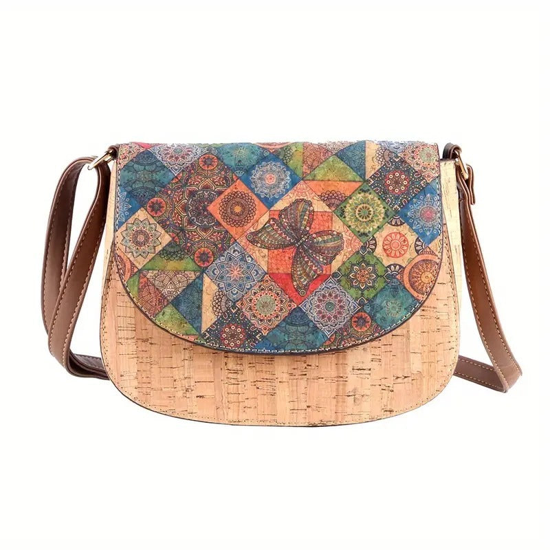 new cork printed flip saddle bag versatile casual