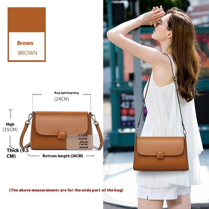 cowhide stylish simple and versatile crossbody womens bag