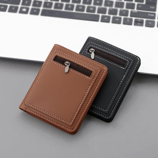 fashion personality vertical zippered wallet for men