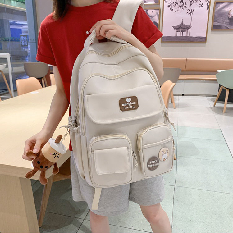 cute campus preppy backpack large capacity multi pocket bags women primary junior high school students schoolbags