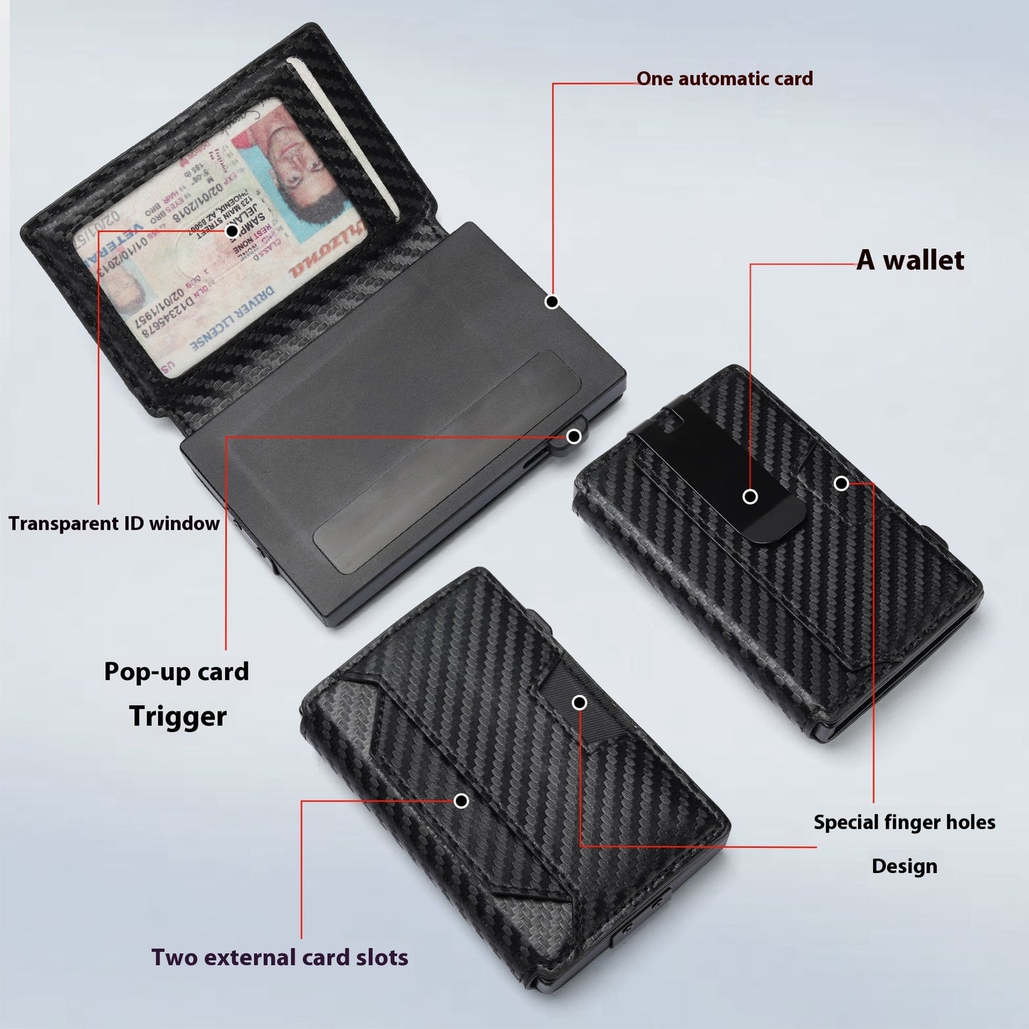 wallet creative carbon fiber pattern simple mens card holder
