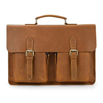 mens fashion personality leather retro portable briefcase