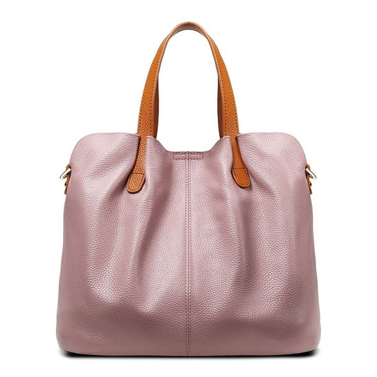 womens simple casual soft leather tote bag