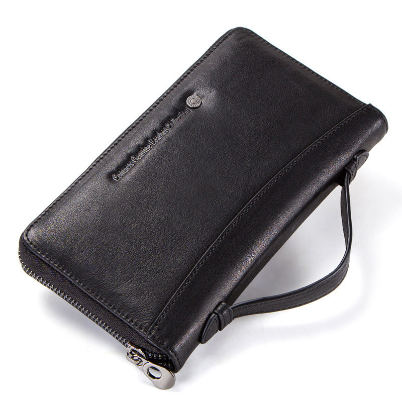 long top layer cowhide mens wallet multifunctional