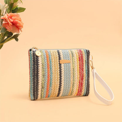 online influencer rainbow woven bag clutch coin purse