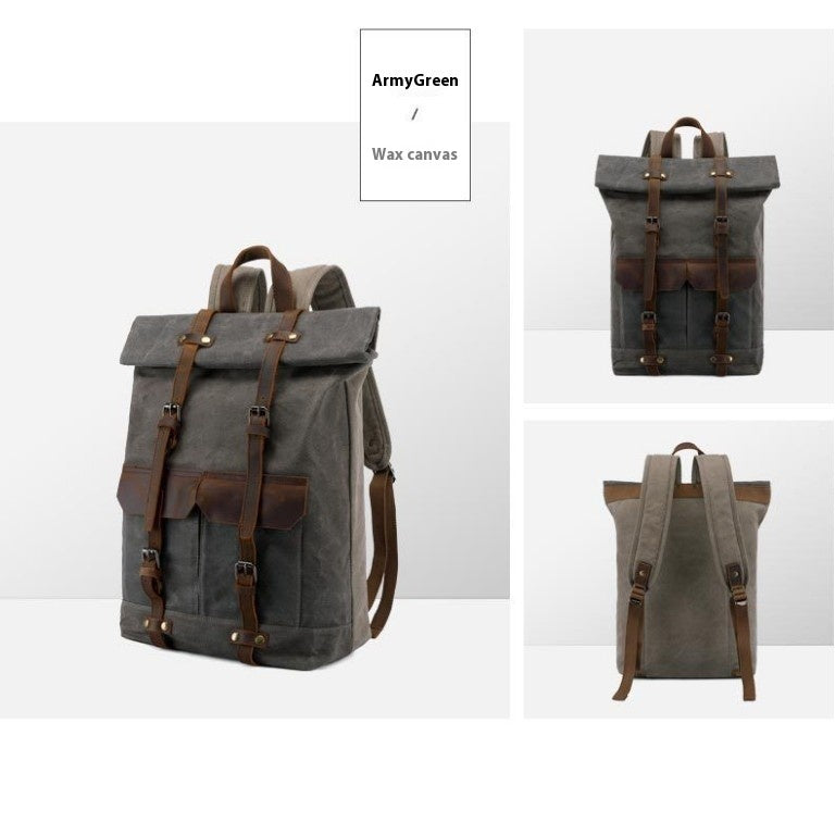 vintage backpack horse leather casual oil wax canvas