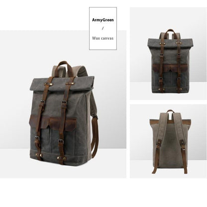 vintage backpack horse leather casual oil wax canvas