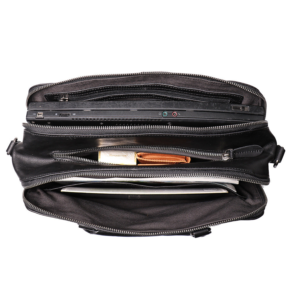 mens first layer cowhide portable large capacity briefcase