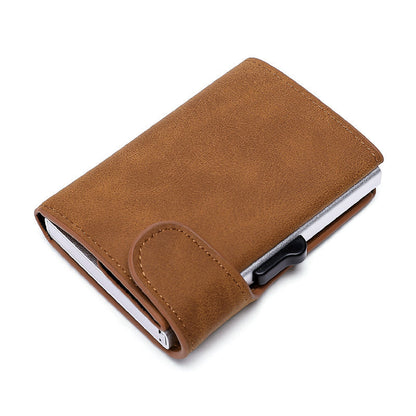 snap button side push creative card holder anti magnetic anti identity theft coin purse bankcards box