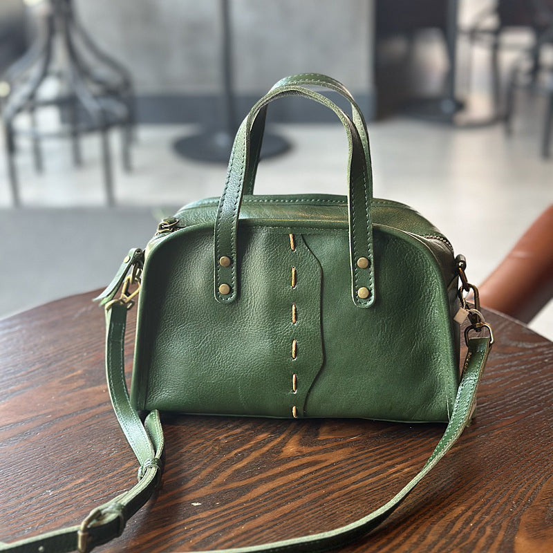 portable crossbody lightweight simple retro literary womens cow leather bag