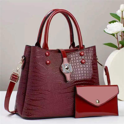 womens fashion large capacity soft leather crocodile pattern casual bag