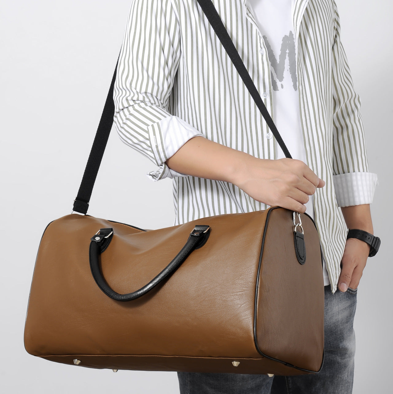 fashion commuter leather portable travel bag