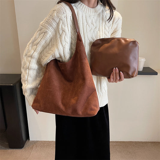 retro soft suede large capacity shoulder bag