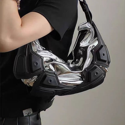 dark functional underarm crescent crossbody bag