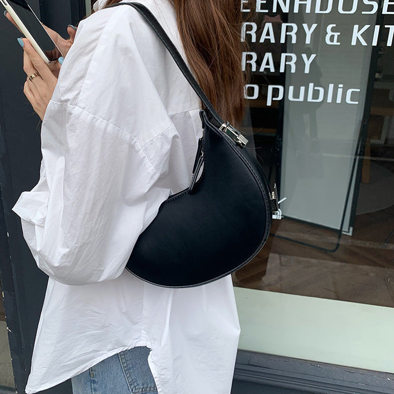 handbag crescent metal buckle small round bag women