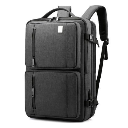 mens business travel solid color large capacity backpack