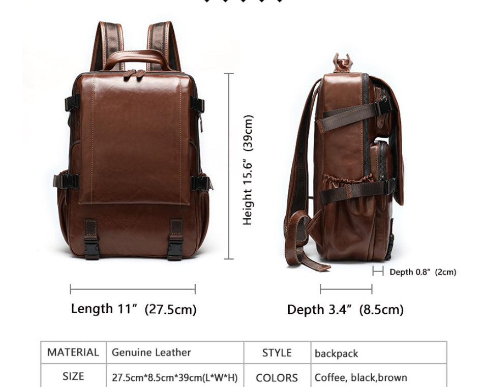 mens retro fashion leather backpack