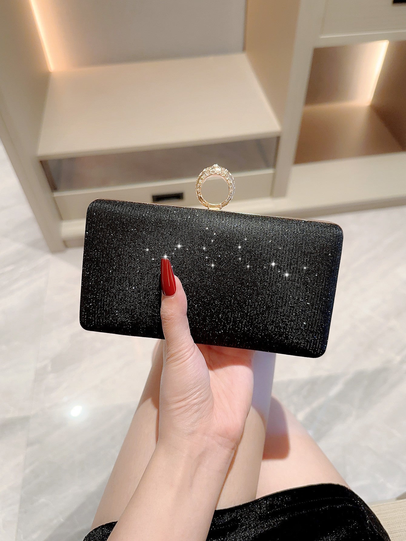 fashion rhinestone ring shiny wallet