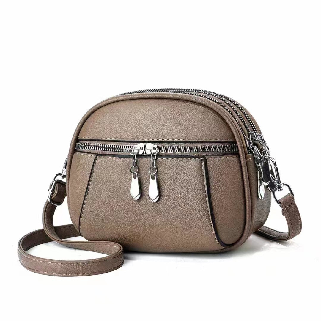 solid color small round bag fashion multi pocket large capacity shoulder crossbody bags for women handbags