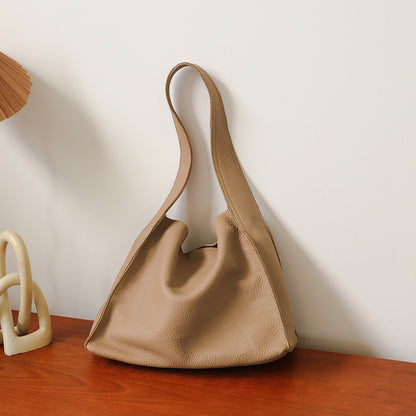 genuine leather womens bag capacity bucket bag retro soft leather