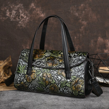 genuine leather womens bag retro portable shoulder