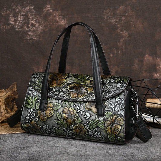 genuine leather womens bag retro portable shoulder