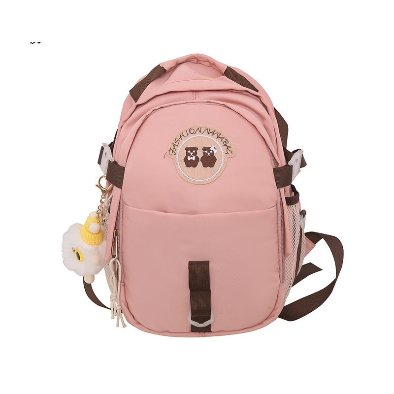 junior high school student bear schoolbag good looking korean female travel backpack