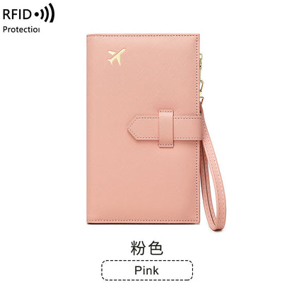 rfid anti magnetic passport holder multifunctional long ladies wallet