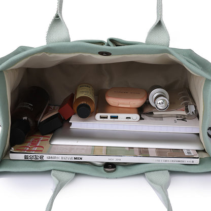 new canvas shoulder bag women large capacity multi pocket handbags casual crossbody shopper bags for students
