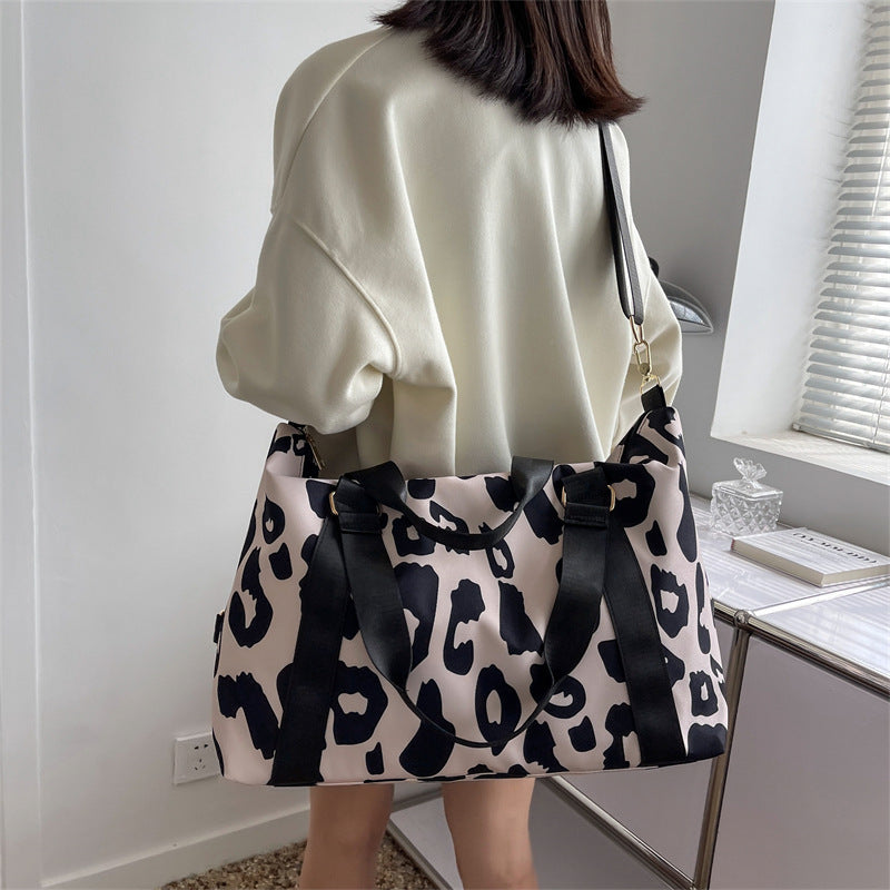 women travel duffel bag cow pattern handbag fitness sports shoulder bags