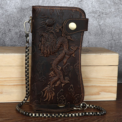 fashion vintage crazy horse leather mens wallet embossed