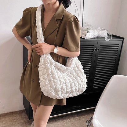 pleated cloud bag fashion shoulder portable large capacity