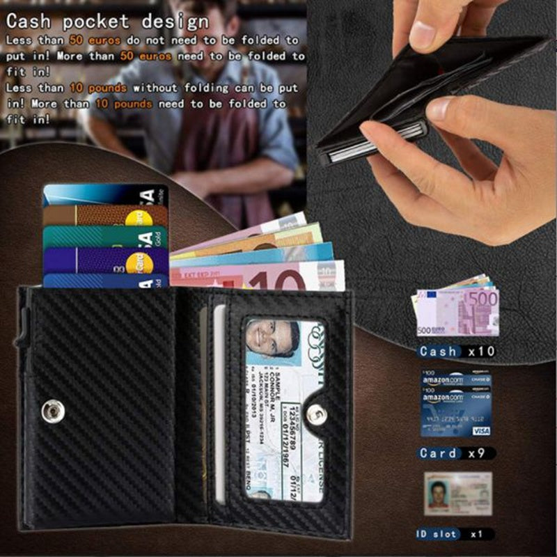 anti magnetic aluminum box card clip buckle cowhide money clip automatic card bag