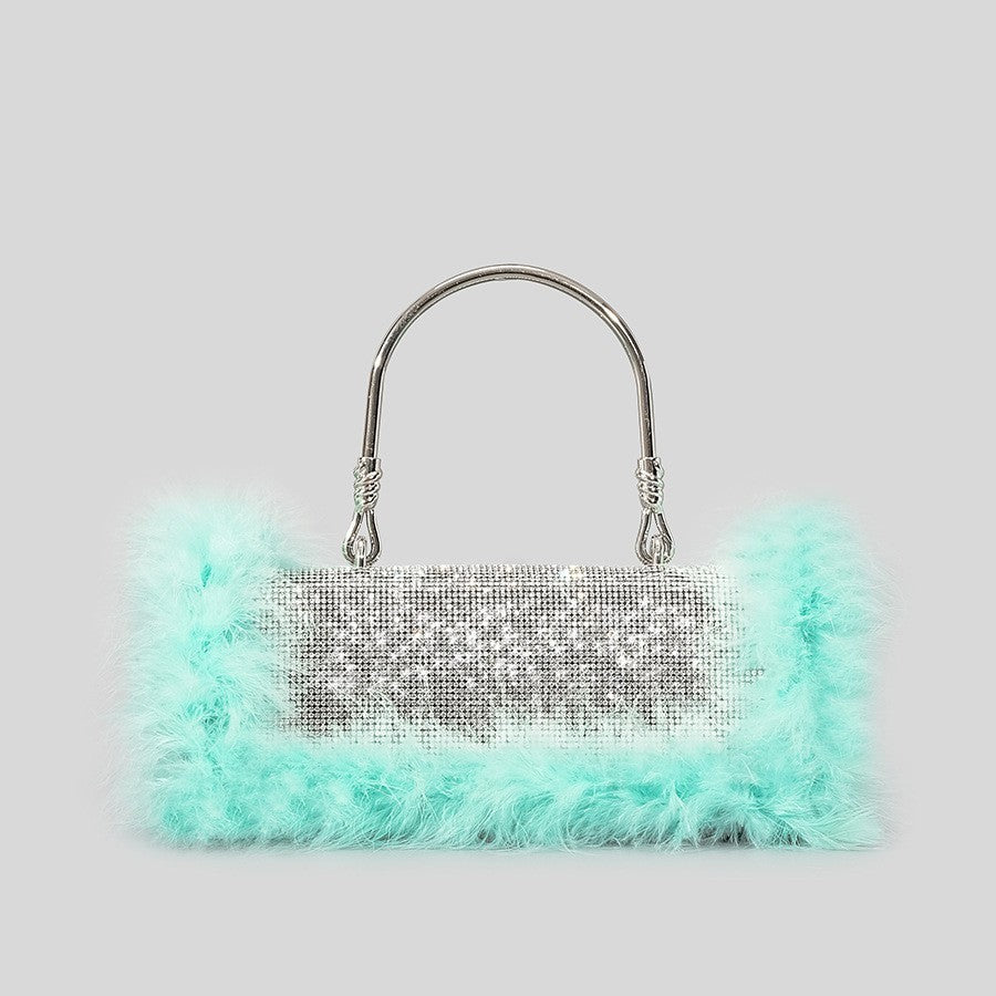 new mink fur with diamonds dinner bag