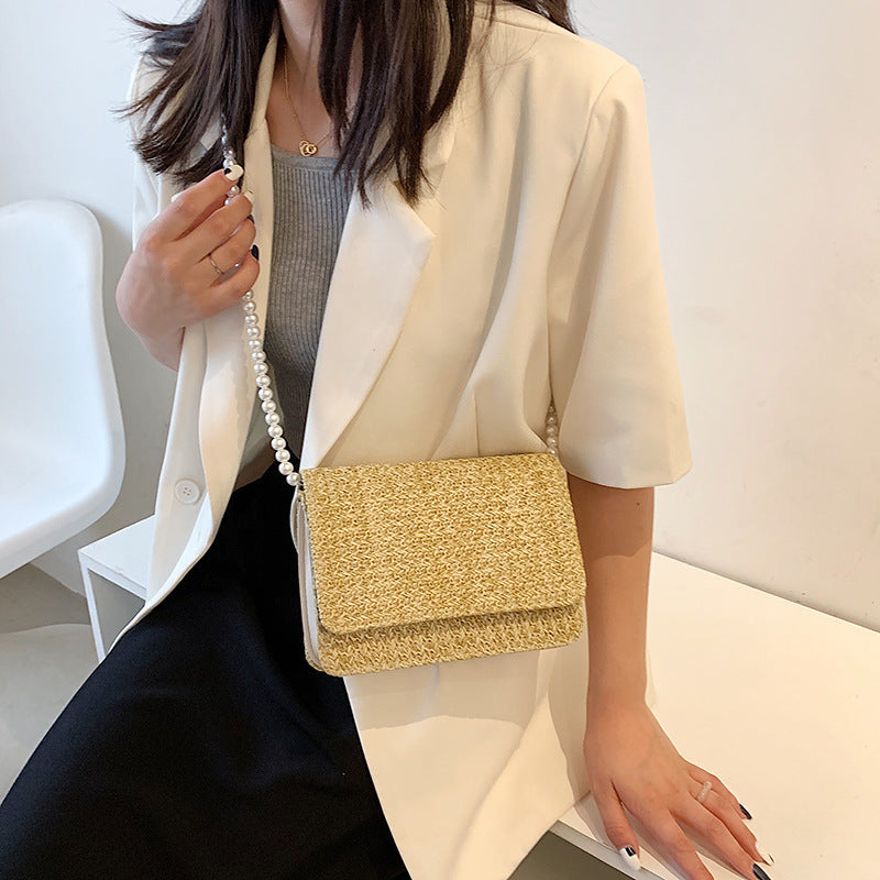 clamshell small square bag pearl crossbody