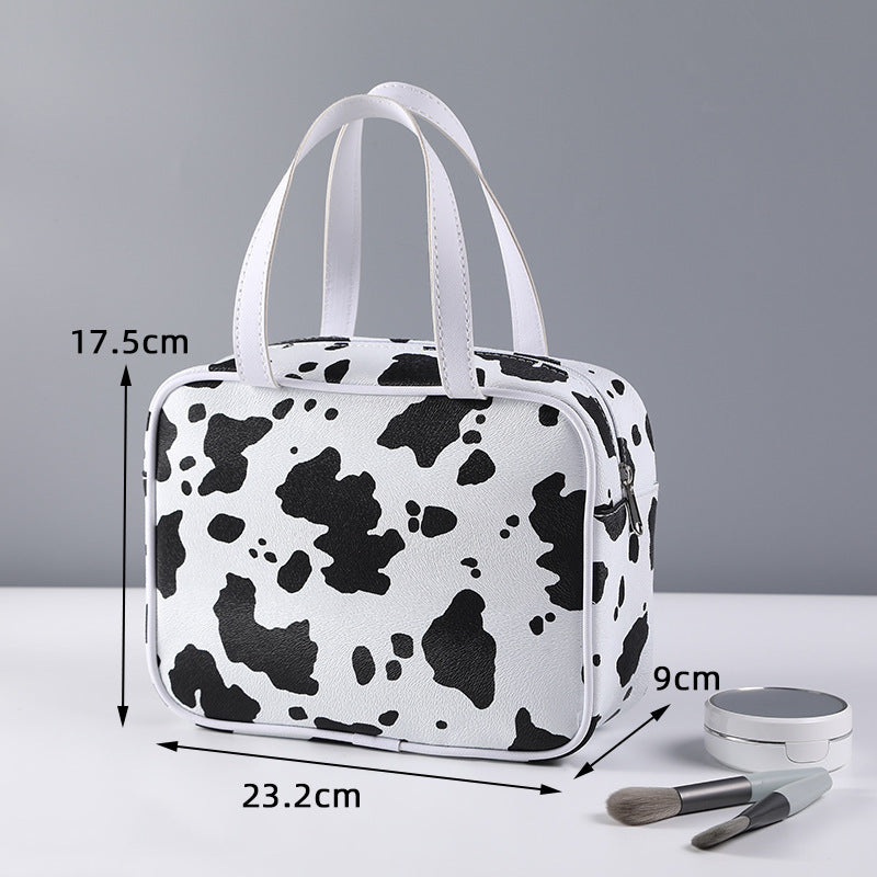 cow pattern waterproof handbag makeup bag cosmetic travel bag