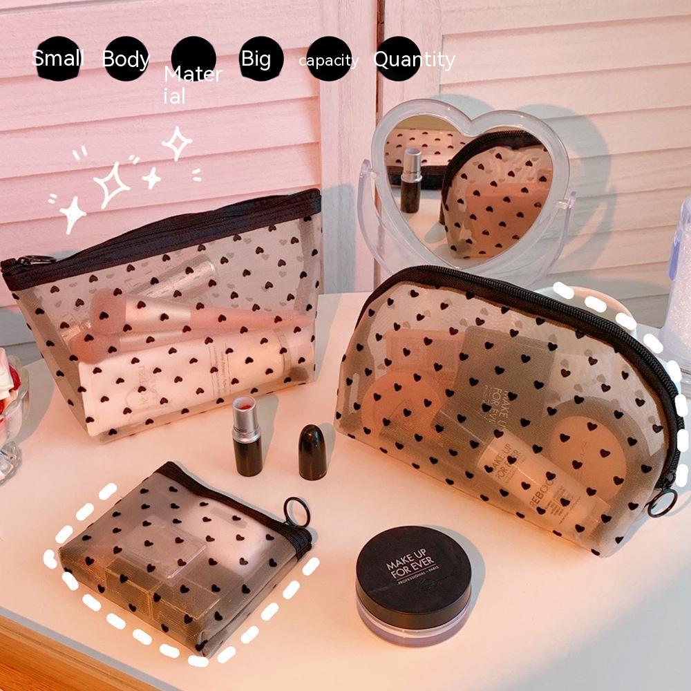 mesh cosmetic love storage bag portable