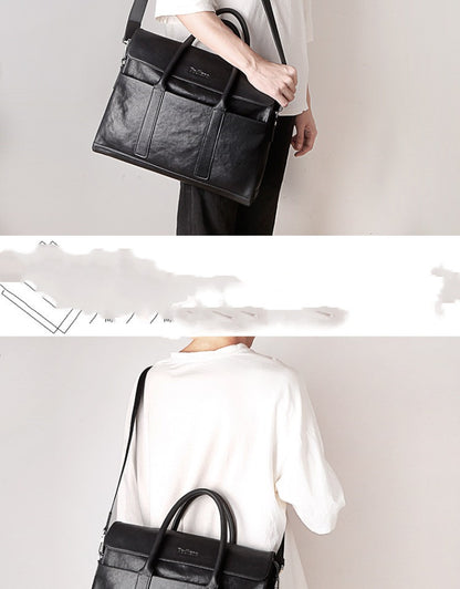 leather work business briefcase man
