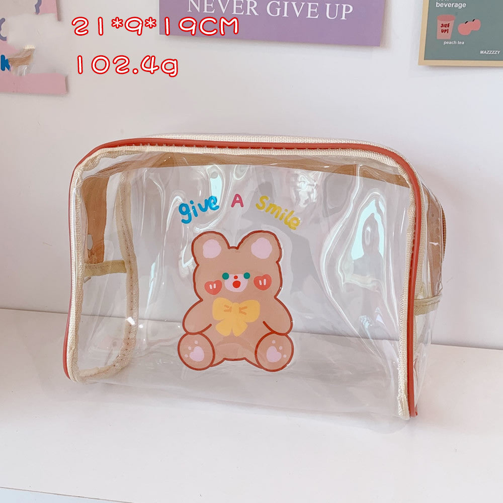 cute cha cha bear large capacity transparent travel cosmetic bag