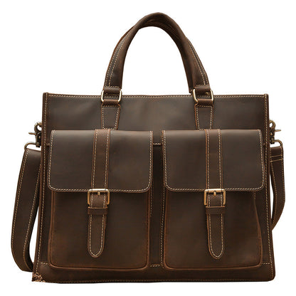 handmade vintage leather mens briefcase