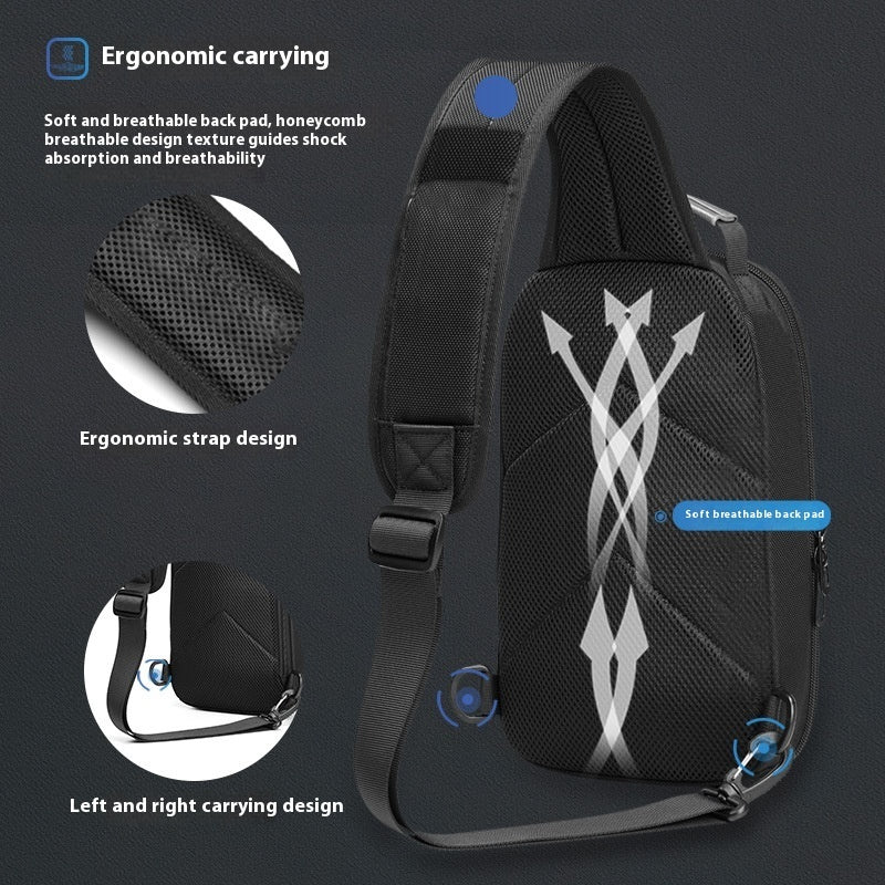 mens shoulder messenger multi functional fashion leisure crossbody hard shell chest bag